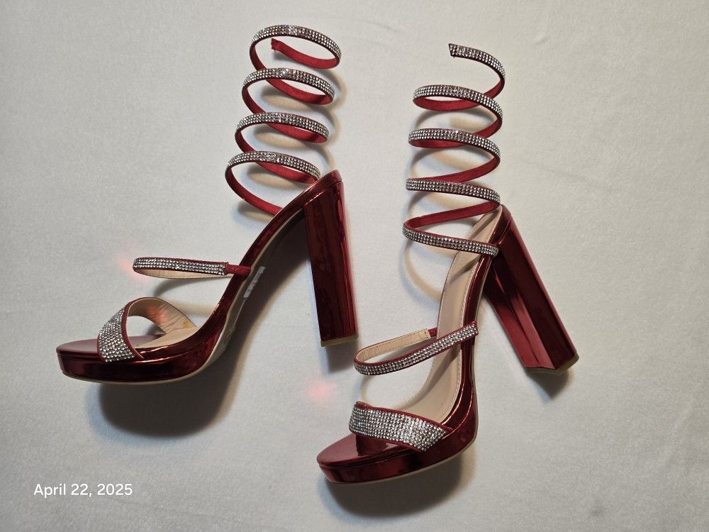 Red Metallic High Heels