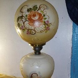 Vintage Hurricane Hand Painted Lamp