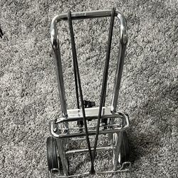Folding Travel Luggage Cart/Hand Truck, Chrome Carrier w/ Wheels
