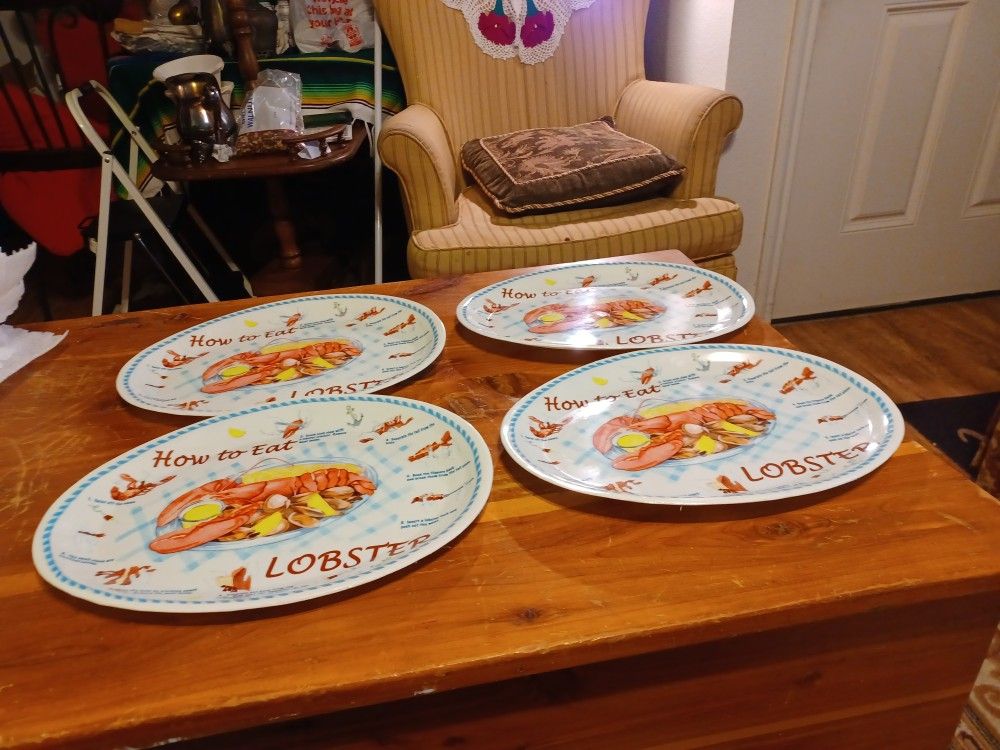 4 How To Eat Lobster Plastic Oval Plates