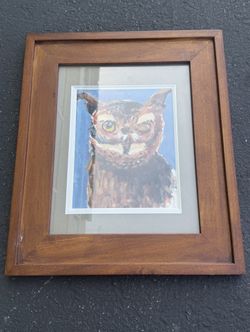 framed print titled "Owl No. 3" by artist Gail Potocki. 