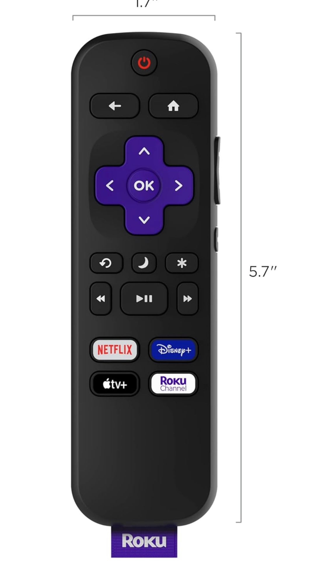 Roku TV Remote Control (Official Manufacturer Product) - Simple Setup, & Pre-Set App Shortcuts - Replacement Remote Compatible with RokuTV Models ONLY