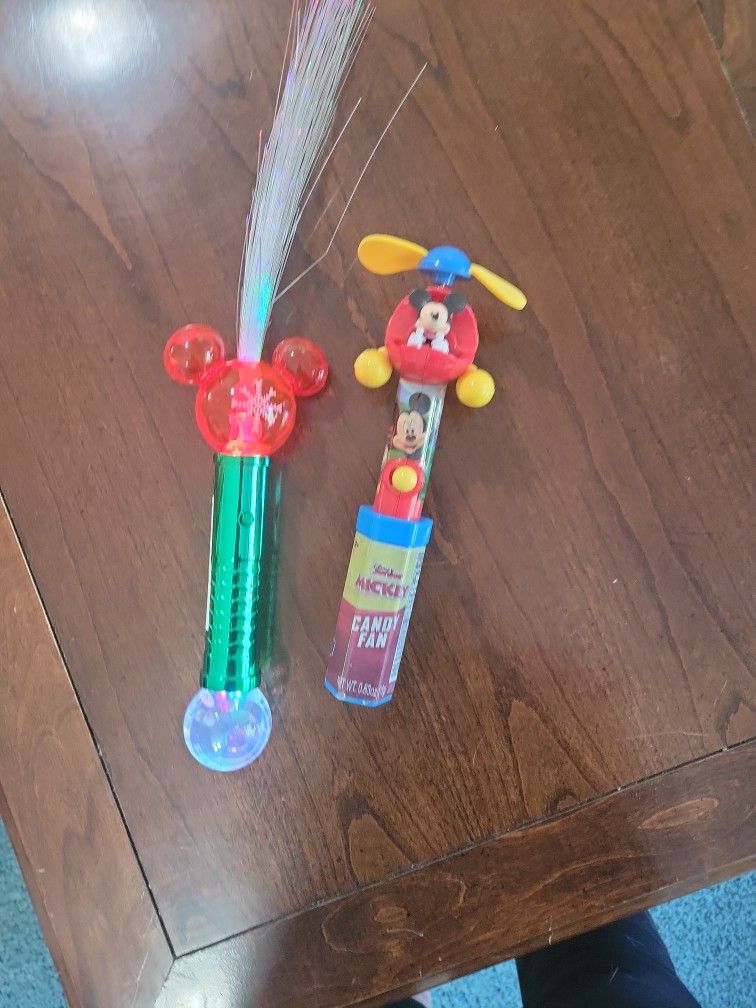 Mickey Mouse Fan And Glowing Stick From Disneyland See Description