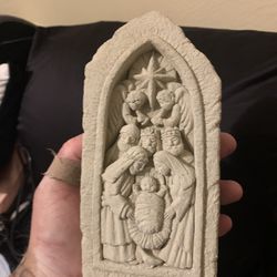 Vintage Hand carved In Relief Style Stone Nativity Scene