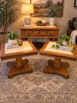 3-Piece Wood and Stone Top Table Set