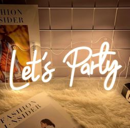 Let's Party Neon Signs For Backdrop, Neon Light Sign For Wall Decor, HDJSIGN LED Neon Sign For Birthday Bachelorettle Wedding Parties Bar, USB Powered