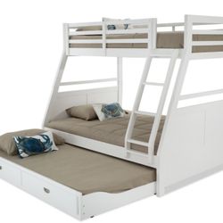 Twin-over-full BUNK BED with additional twin-size trundle bed underneath