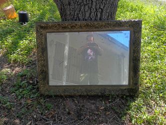 Ornate Gold-Tone Framed Wall Mirror