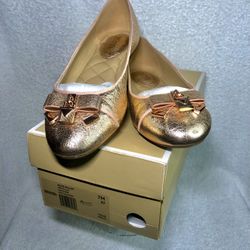 Michael Kors Rose Gold Leather Alice Ballet Flats  