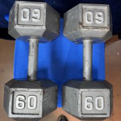 60 Lb Dumbbells - Pair