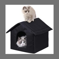 Waterproof, black, medium-sized outdoor cat house