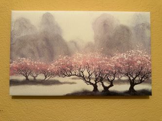 Pink Cherry Blossom Canvas Wall Art – 12x20