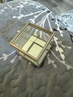 Glass and Gold Metal Jewelry Box