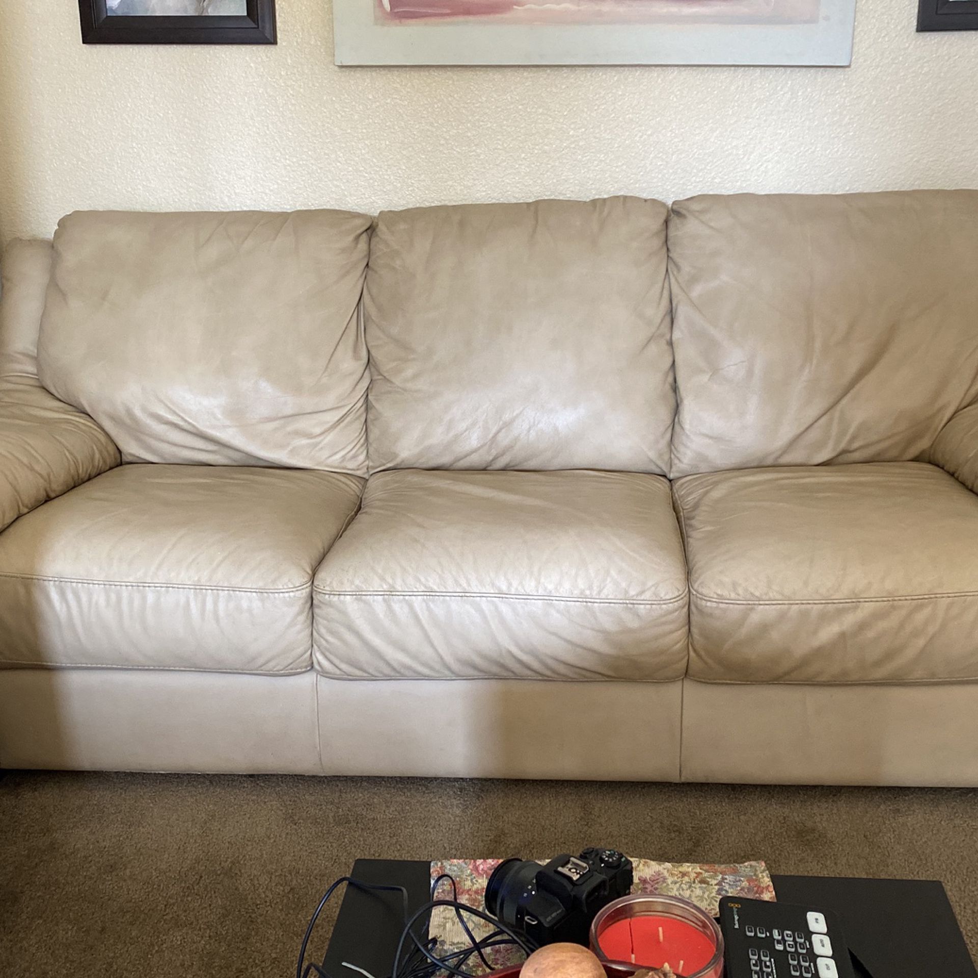 Off White Leather Couch 