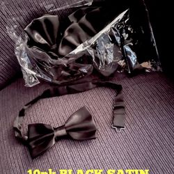 10pk NEW BLACK SATIN BOW TIES