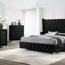 Brand New 4PC Black Velvet Bedroom Set