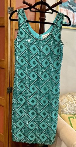 CUSTOM VTG 90s Teal Couture Cocktail Size 6 He-Ro for Black Tie 