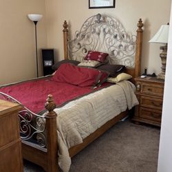 Queen Bed frame, Dresser And Nightstand 
