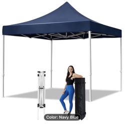 $80 firm!!! New 9.5x9.5 straight leg pop up foldable canopy with wheeled bag- Navy Blue color
