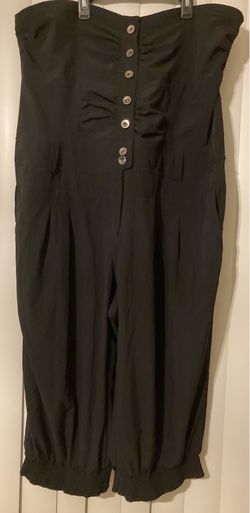 Vintage Y2K Strapless Jumpsuit Black Jogger Bottom Plus Size 3X Whimsigoth Sexy