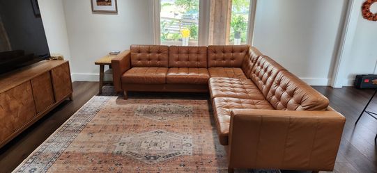 IKEA Morabo Leather 5-Seat Corner Sectional - Golden Brown