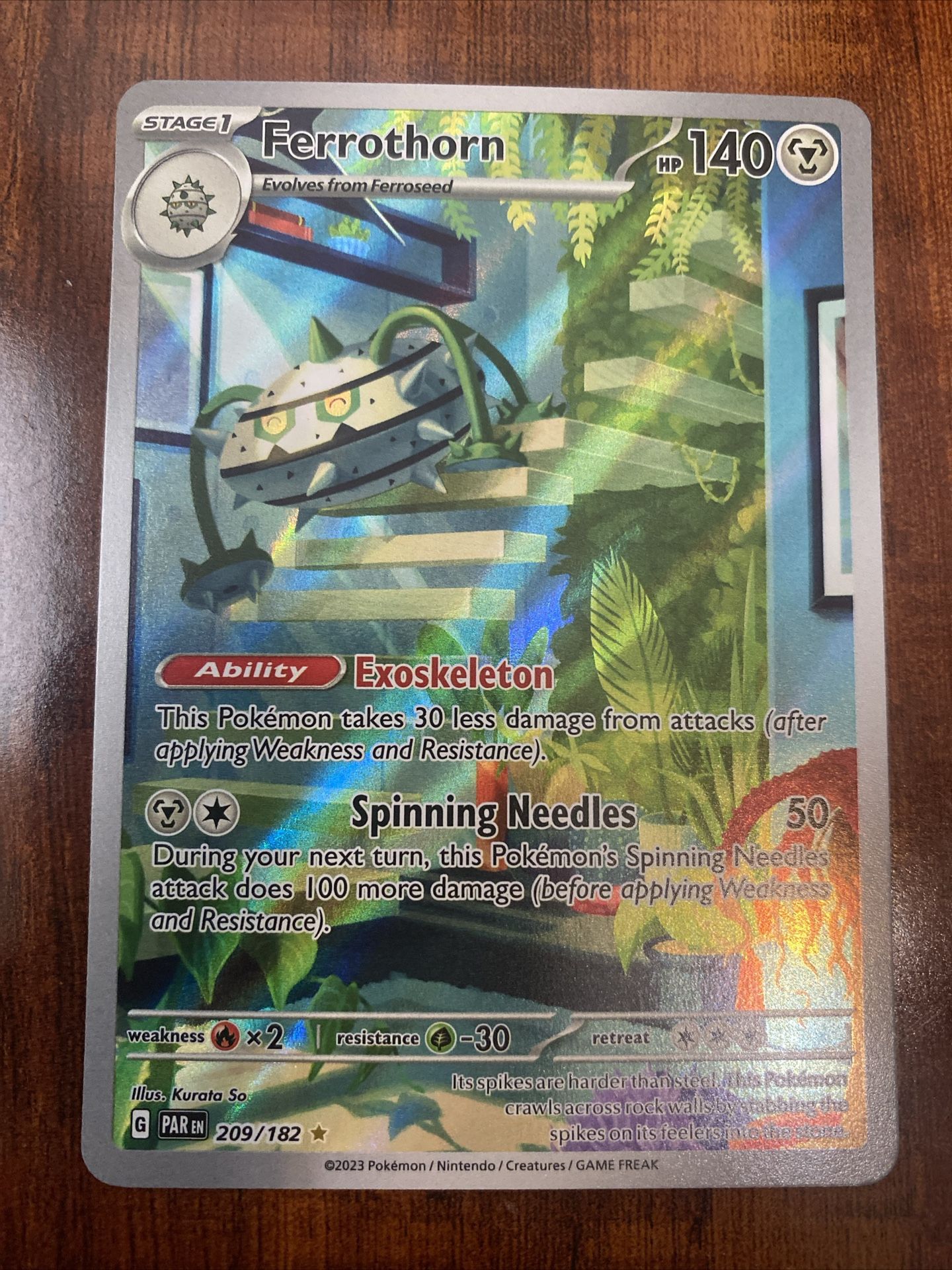 Pokemon Ferrothorn 209/182 Art Rare Paradox Rift MINT PACK FRESH!