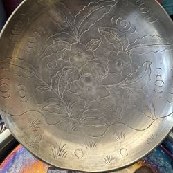 10  “ Brass Signed  Chinese Dish