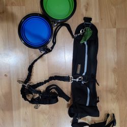 Brand New Dog Leash and Bowls