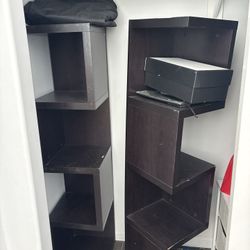 Two Brown Bookshelves