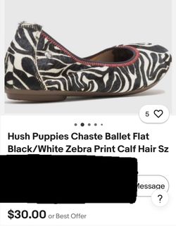Hush Puppies Chaste Ballet Flat Black/White Zebra Print Calf Hair