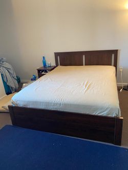 Songesand Bed Frame, Wooden Drawers and Bed Side Table