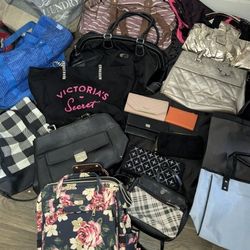 23 Women's Purses Wallets And Assorted Bags Calvin Klein, Victoria's Secrets, Mary Kay,Guess,Dkny