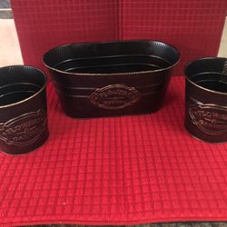 Metal Flower Pots And Planter - Set Of 3