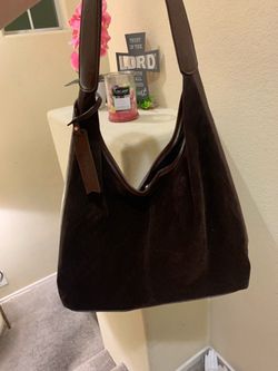 Brown Suede Hobo Shoulder Bag