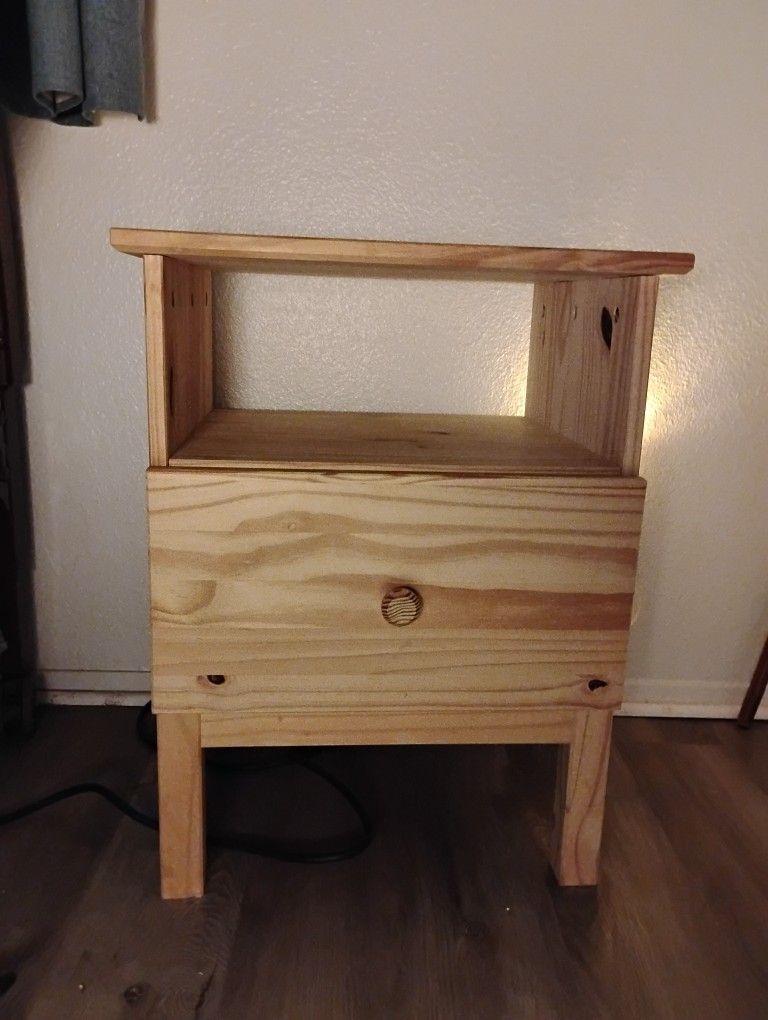 Unfinished Pine Nightstand And Tall Dresser