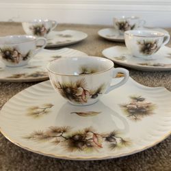Vintage Translucent China from Japan, Shell Shaped Snack Plate & Tea Cup 