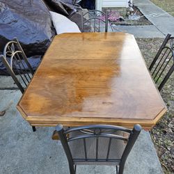 solid wood table with unique feature