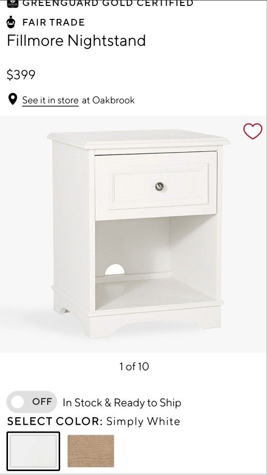 Pottery Barn Kids Fillmore Nightstand
