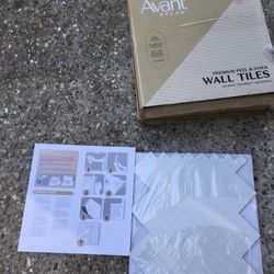 Avant Decor  8-Pack White 12-in x 13-in Natural Ceramic; Stone Marble Herringbone Stone Look Peel & Stick Wall Tile $80.00 O’B’O’