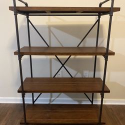Industrial Wood & Metal Shelf – 4-Tier Bookshelf / Storage Rack