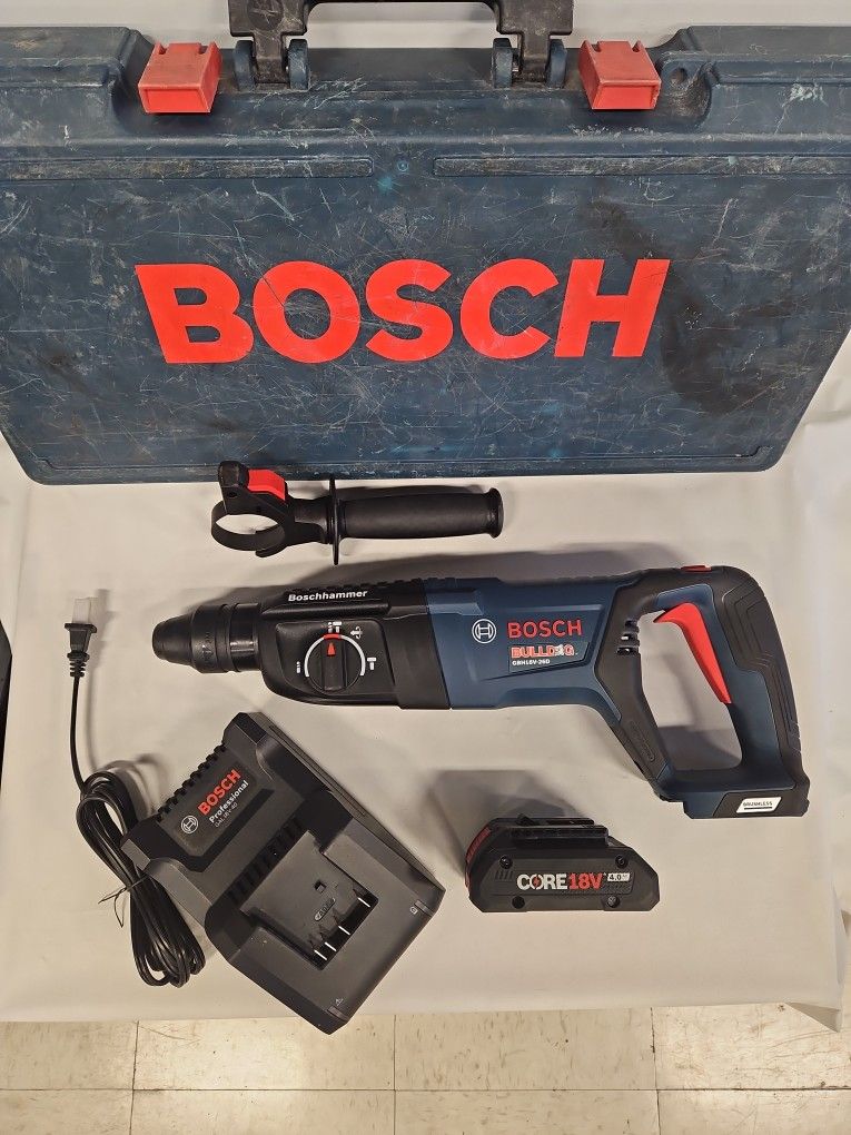 Bosch Bulldog 18V Brushless Cordless SDS-Plus Rotary Hammer Bundle 814757-1