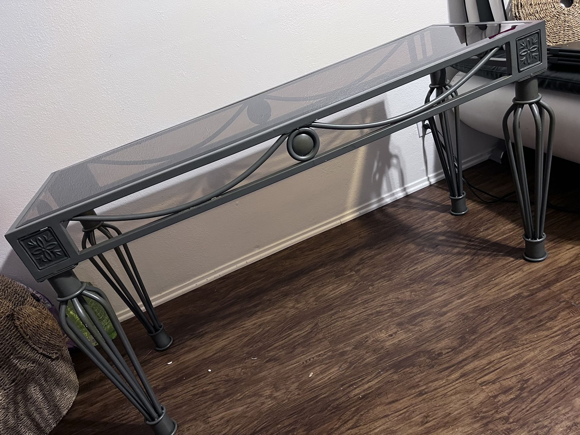 Heavy metal & Glass Console Entry Table .