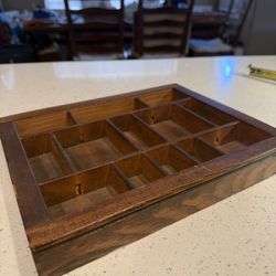 Vintage Wooden Printer’s Tray Curio Display Shelf