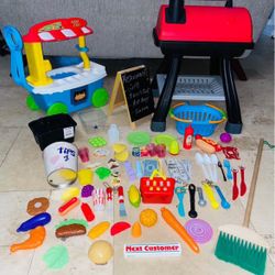$15 For all Bundle of Toys Grill & Food Cart restaurants with 50 plus accessories,broom,chalkboard