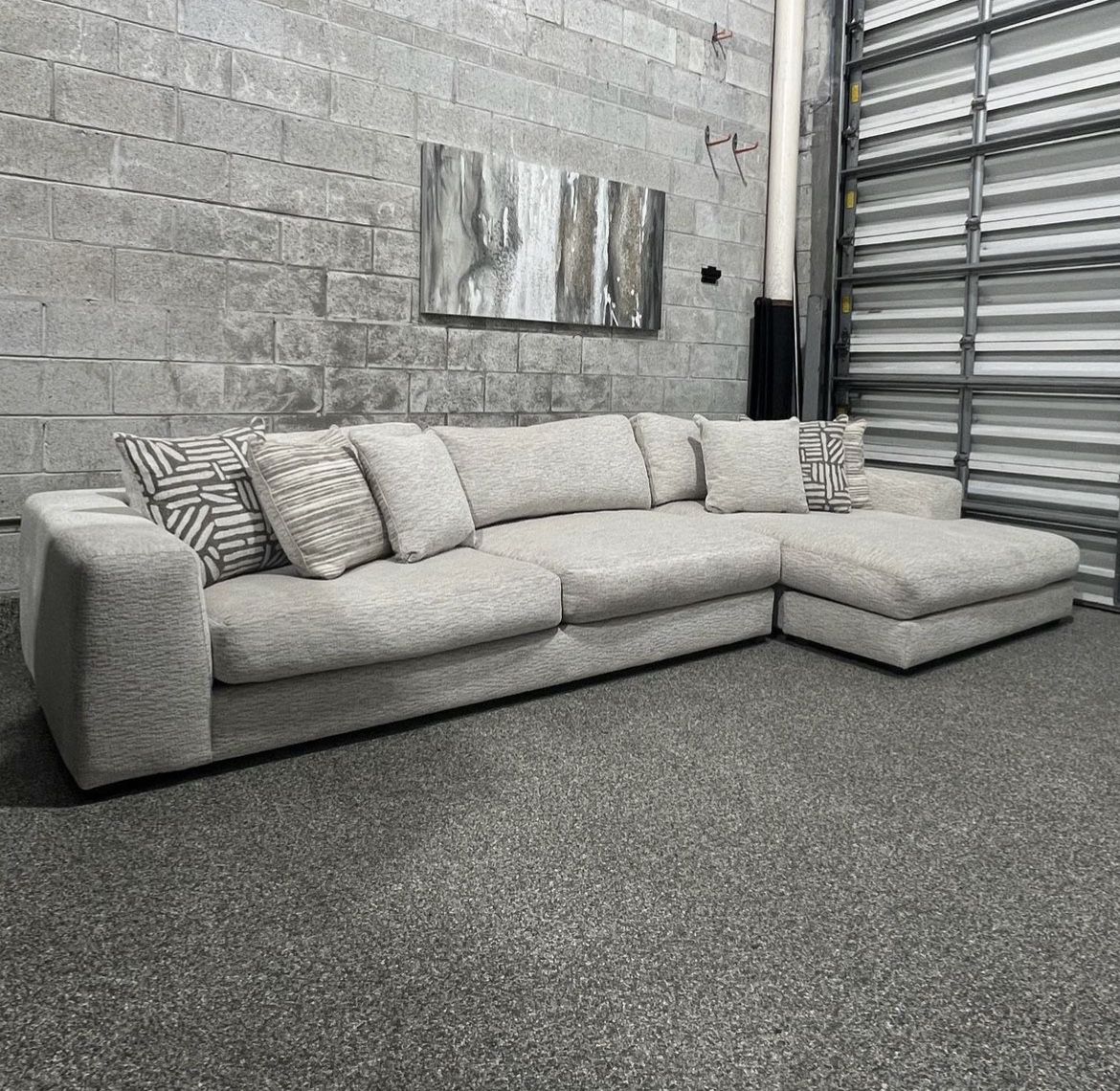 Oatmeal Plush Sectional (Delivery Available)