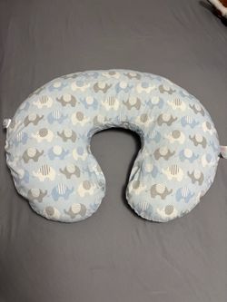 Boppy Nursing Pillow Blue Elephant Gray White - Feeding Propping Tummy Time