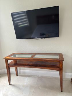 Solid Wood Console Table / Entryway Table with Glass Top Inserts