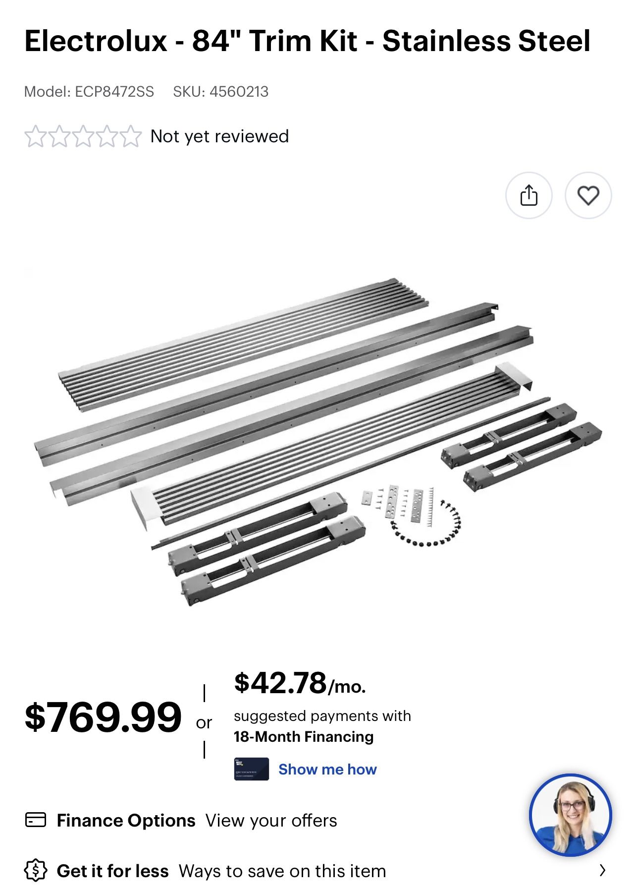 Electrolux Dual Refrigerator 84 Inch Trim Kit New