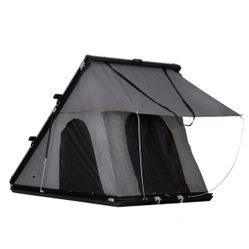 HD Mamba Clam Shell Aluminum Hard Shell Roof Top Tent, Grey Body & Green Trim