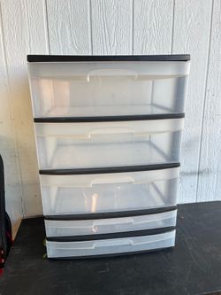 Black And Clear Storage Boxes Containers 5 Shelves